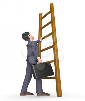 Challenge Climb Showing Business Person And Man 3d Rendering