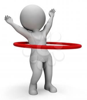 Hula Hoop Showing Physical Activity And Fit 3d Rendering