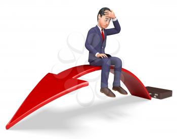 Arrow Businessman Meaning Lack Of Success And Financial Problem 3d Rendering