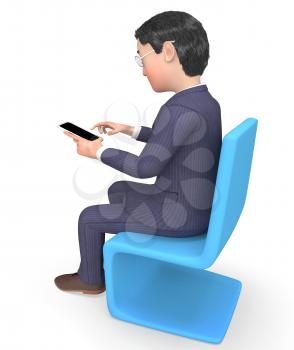 Businessman Character Representing Phone Call And Chat 3d Rendering