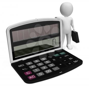 Calculator Finance Indicating Business Person And Character 3d Rendering