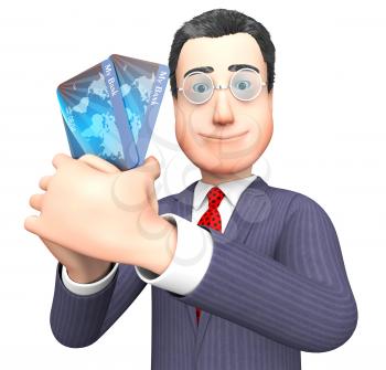 Debit Card Showing Business Person And Finances 3d Rendering