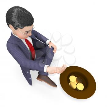 Begging Character Meaning Business Person And Prosperity 3d Rendering
