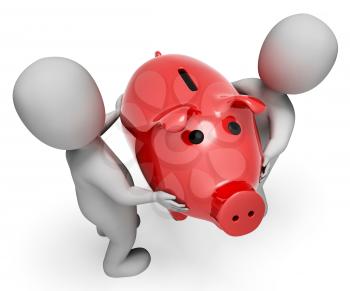 Piggybank Money Showing Saving Render And Wealthy 3d Rendering