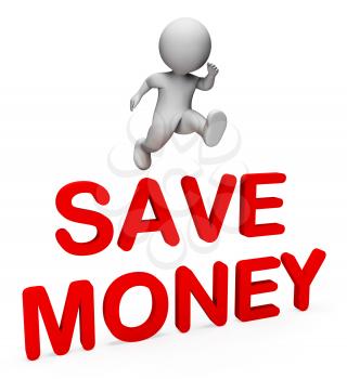 Character Save Meaning Money Finance And Saver 3d Rendering