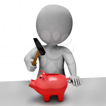 Savings Piggybank Meaning Spending Word And Shopping 3d Rendering