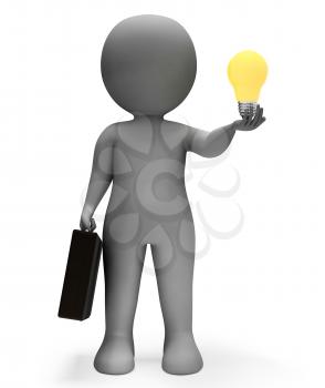 Businessman Lightbulb Indicating Power Source And Glow 3d Rendering