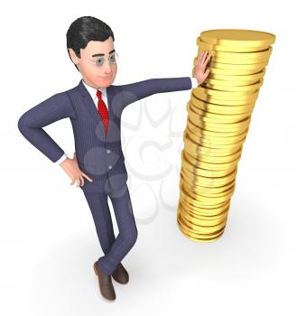 Finance Money Representing Business Person And Coin 3d Rendering