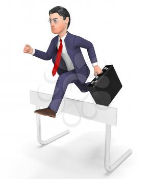 Win Businessman Showing Climb Over And Triumphant 3d Rendering