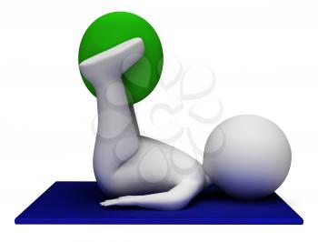 Exercise Ball Showing Physical Activity And Training 3d Rendering