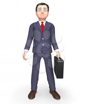 Standing Businessman Showing Waiting Waited And Stands 3d Rendering