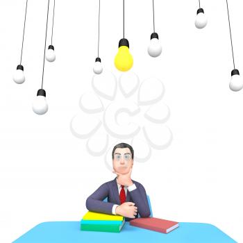 Lightbulbs Character Meaning Think About It And Business Person 3d Rendering