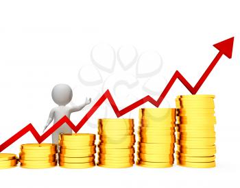 Businessman Profits Representing Success Successful And Charts 3d Rendering