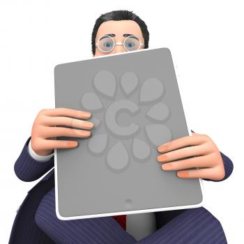 Businessman Tablet Representing World Wide Web And Website 3d Rendering