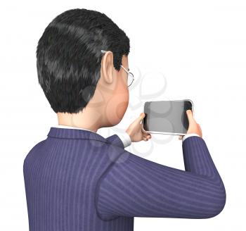 Photo Character Indicating Take Picture And Business 3d Rendering