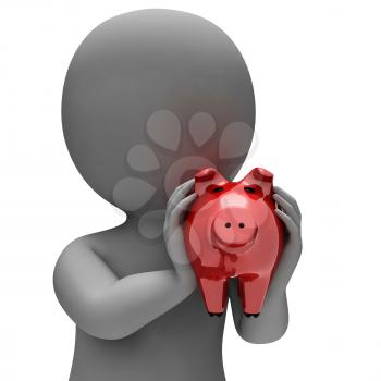 Save Money Indicating Piggy Bank And Saver 3d Rendering