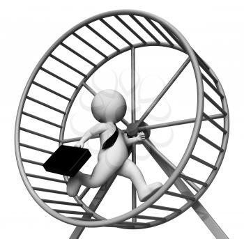 Hamster Wheel Meaning Business Person And Burdensome 3d Rendering