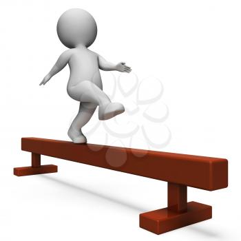 Balance Beam Showing Working Out And Man 3d Rendering