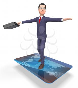 Debit Card Showing Business Person And Trouble 3d Rendering