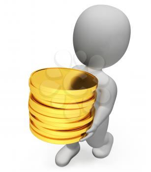 Finance Coins Indicating Earn Earnings And Currency 3d Rendering
