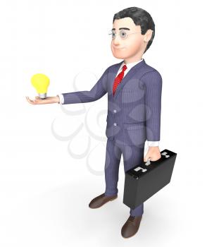 Idea Character Showing Light Bulb And Reflection 3d Rendering