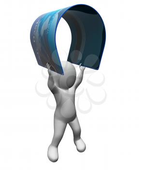 Debit Card Showing Credit Cards And Character 3d Rendering