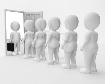 Businessman Queue Showing Occupation Worker And Illustration 3d Rendering