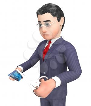 Credit Card Indicating Character Cutting And Banking 3d Rendering