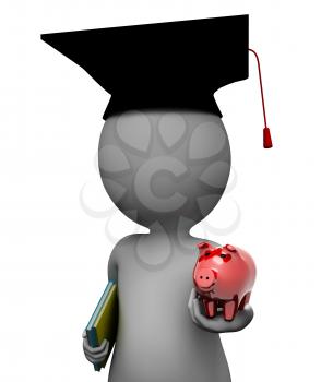 Save Education Indicating Piggy Bank And Man 3d Rendering