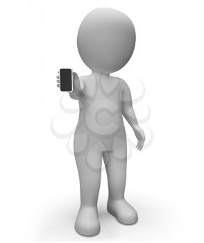 Character Smartphone Meaning World Wide Web And Website 3d Rendering