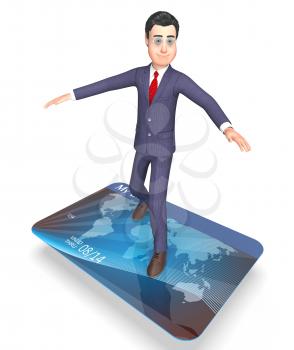 Credit Card Indicating Business Person And Indebtedness 3d Rendering