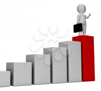 Graph Increase Representing Success Successful And Increases 3d Rendering