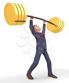 Weight Lifting Meaning Working Out And Businessman 3d Rendering