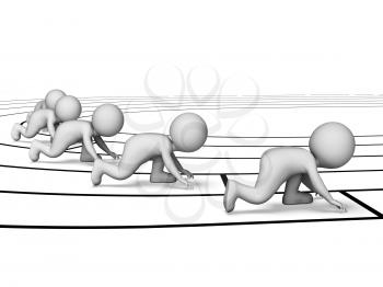 Characters Running Indicating Athletics Sprinting And Athletic 3d Rendering