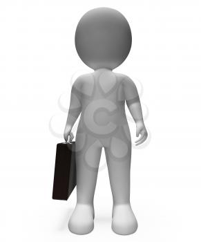 Standing Character Indicating Business Person And Render 3d Rendering
