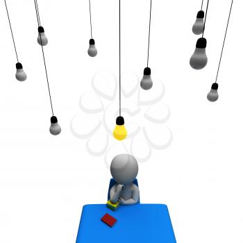 Lightbulb Man Showing Think About It And Power Source 3d Rendering