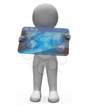 Credit Card Indicating Banking Poverty And Commerce 3d Rendering