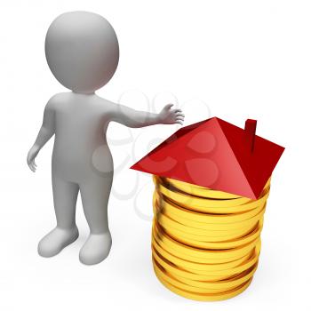 Character Coins Indicating Real Estate And Treasure 3d Rendering