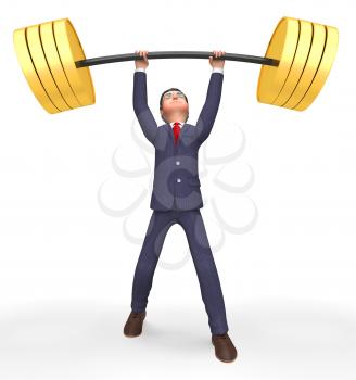 Weight Lifting Indicating Get Fit And Business 3d Rendering