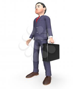 Businessman Standing Indicating Render Waiting And Illustration 3d Rendering