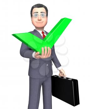Character Success Meaning Tick Symbol And Approval 3d Rendering