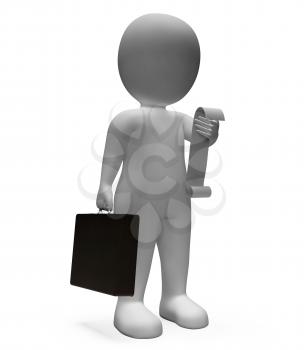 Checklist Receipt Indicating Business Person And Illustration 3d Rendering
