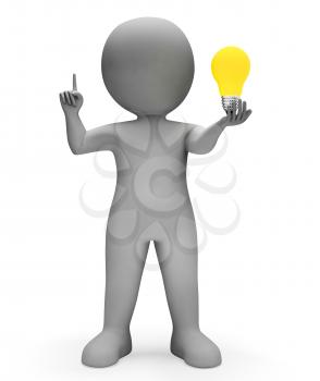 Lightbulb Character Meaning Power Source And Considering 3d Rendering