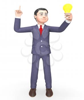 Idea Character Showing Light Bulb And Think 3d Rendering