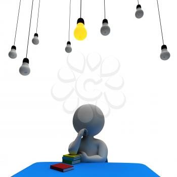 Lightbulb Man Showing Think About It And Power 3d Rendering
