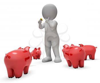 Piggybank Save Indicating Moneybox Prosperity And Illustration 3d Rendering