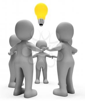 Lightbulb Characters Meaning Team Work And Thoughts 3d Rendering