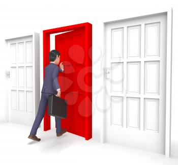 Doors Character Meaning Business Person And Confused 3d Rendering