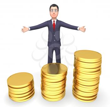 Character Money Indicating Business Person And Accounting 3d Rendering
