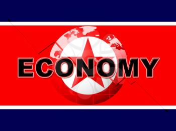 North Korean Problem Economy Finances 3d Illustration. Shows Pyongyang Economic Downfall, No Money, Financial Sanctions And Falling Growth